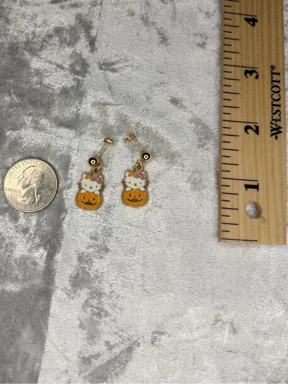 Hello Kitty Inspired Pink Bow Pumpkin Dangle Earrings